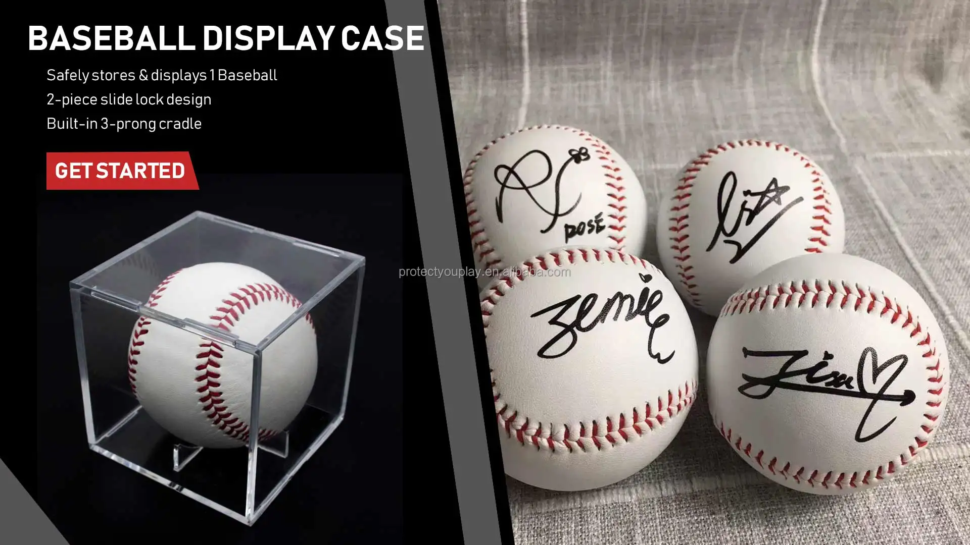 Wholesale Clear Plastic Baseball Holder Cube Display Case Box Baseball