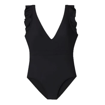 Ladies Waterproof Menstrual Bodysuit Sexy One Piece Period Swimsuit With Ruffle-Strap Leak Proof Beach Suit Period Swimwear