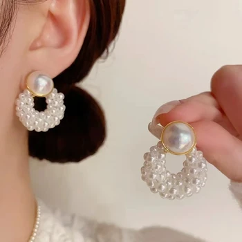 Boutique High Quality S925 Silver Needle Pearl Ear Stud Earrings Fashion Personality Jewelry