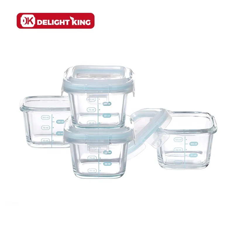 Стеклянный контейнер для детского питания без бисфенола А с крышкой защелкой безопасный микроволновой печи 130 мл набор