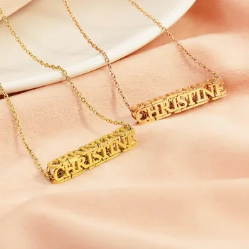 18K Gold Plated Steel Personalized 3D Gothic Name Necklace Cheap Personalized Jewelry Accessories for Teenagers