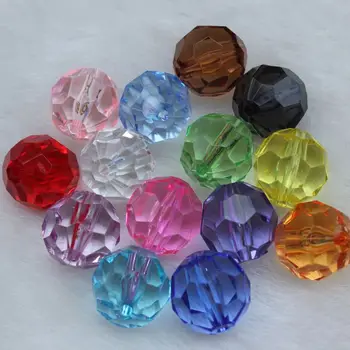 Novel Design Cute Colorful Clear Transparent Facet Round Beads with Middle Hole for Bracelet Decorations Accessories