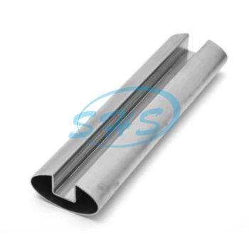 AISI 316L stainless steel elliptical oval grooved tubes slotted pipe inox slot tube for handrails with mirror finishing