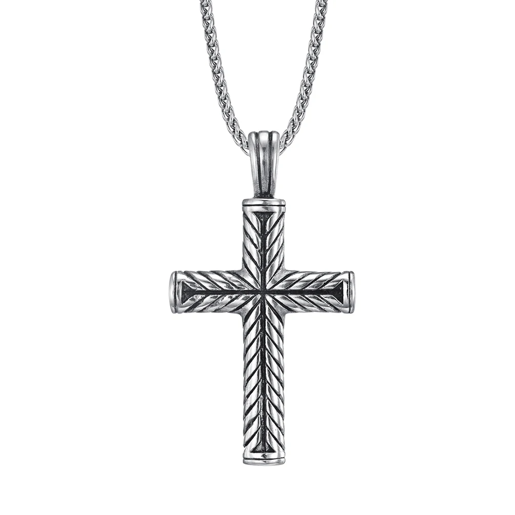 Collana con ciondolo a croce in acciaio inox stile Punk Rock personalizzata gioielli religiosi cristiani con catena a maglie