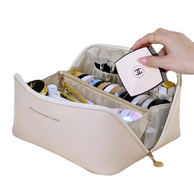 Large Capacity Travel Cosmetic Bag Multifunctional Storage Makeup Bag PU Leather Makeup Bag with Custom logo