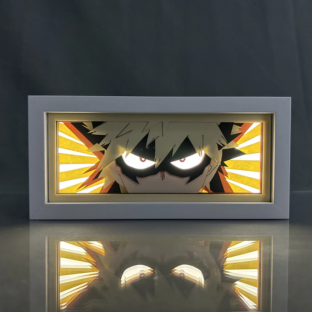 My Hero Academia Anime Light Box Mdf Wood Frame Laser Paper Cut Shadow ...