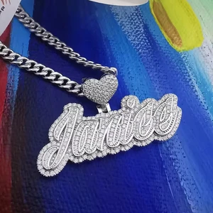 Fashion Wholesale Hip Hop Jewelry Bling Custom Logo Letter Name Iced Out Moissanite Letter Pendant Necklace