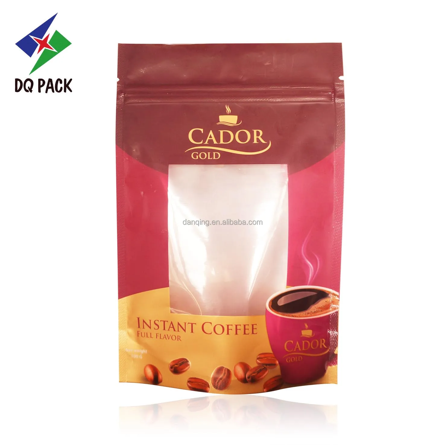China manufacturer Plastic Packaging Stand Up Pouch Coffee Bag With Window