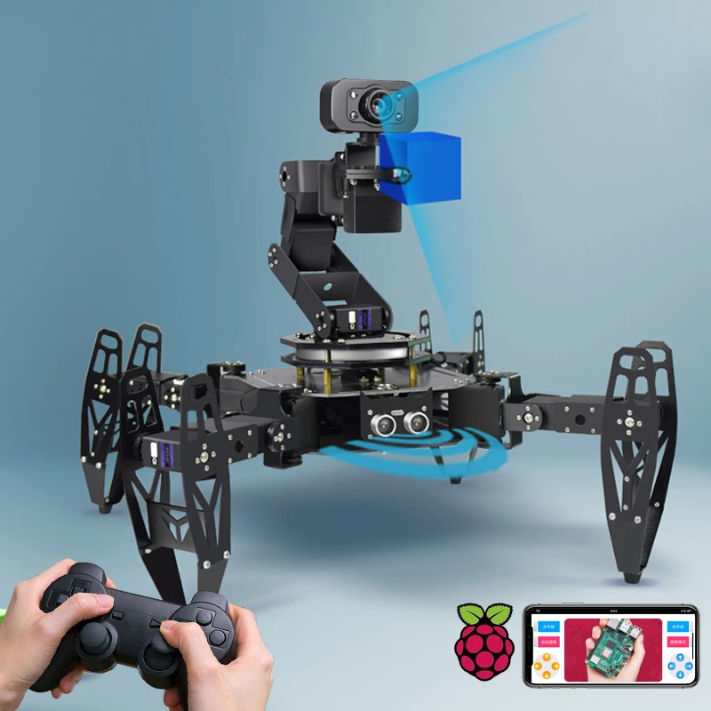 Raspberry Pi Multi Legged Transport Robot Quadruped Bionic Spider Ai Vision Intelligent Transport Programming Learning Kit