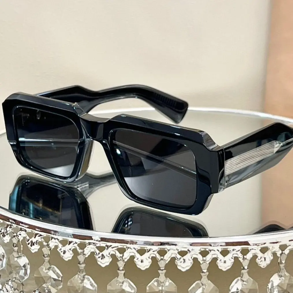 High Quality LBA Classic Retro Sunglasses Thick Acetate Custom Logo Polarized Tac Lens Rectangle Sun Glasses Gray White Yellow