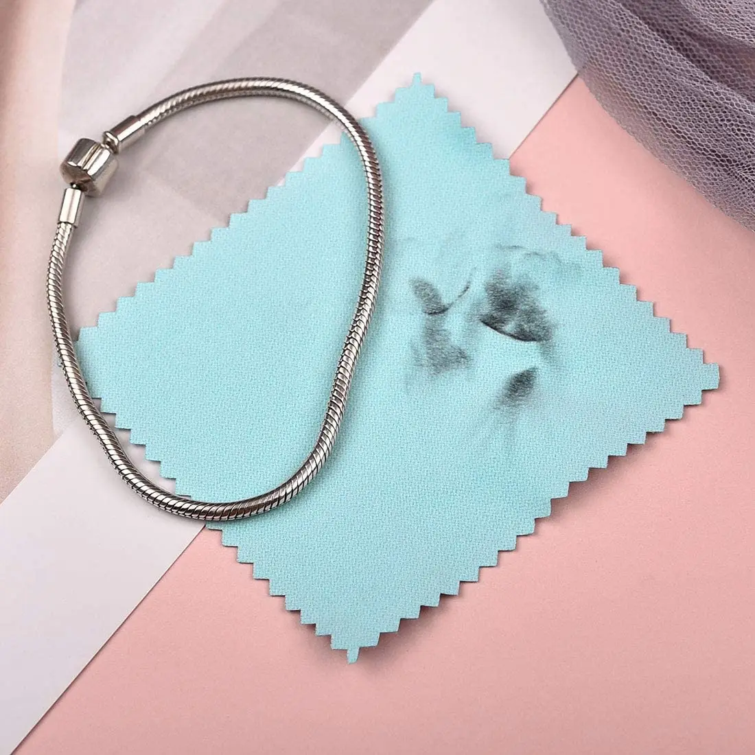 Custom Logo Printed Microfiber Cloth for Silver Jewelry Care Cleaning & Polish Jewelry Cleaner