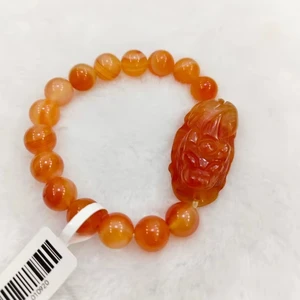 Men's and Women's Handmade Red Agate Bracelet, Fashionable Natural Agate Pixiu Pendant Bracelet