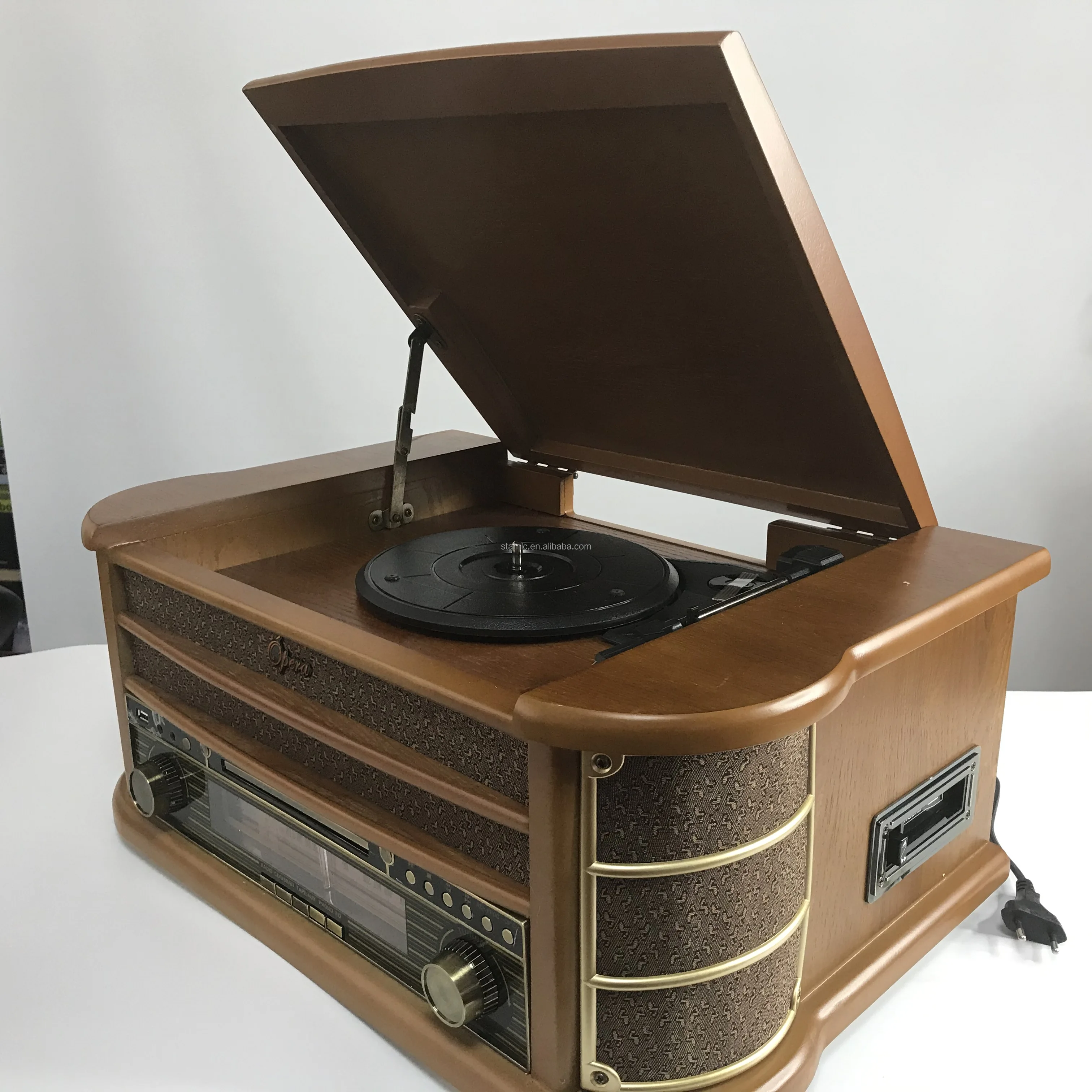 Cassette Recorder Turntables USB SD Wireless Wooden Player Vinyl  Gramophone Home CD Player With EQ Function