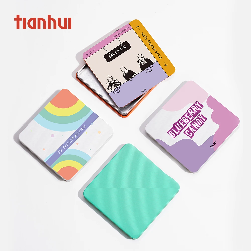 Tianhui Food Grade Ultra Thin Metal Boxes Square Tin Case for Tea Packing