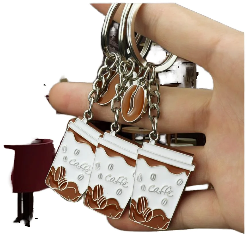 Mini Metal Keychain Creative Vintage Design Coffee Kitchen Keychain Hign  Quality Zinc Alloy UV Printed Custom Logo