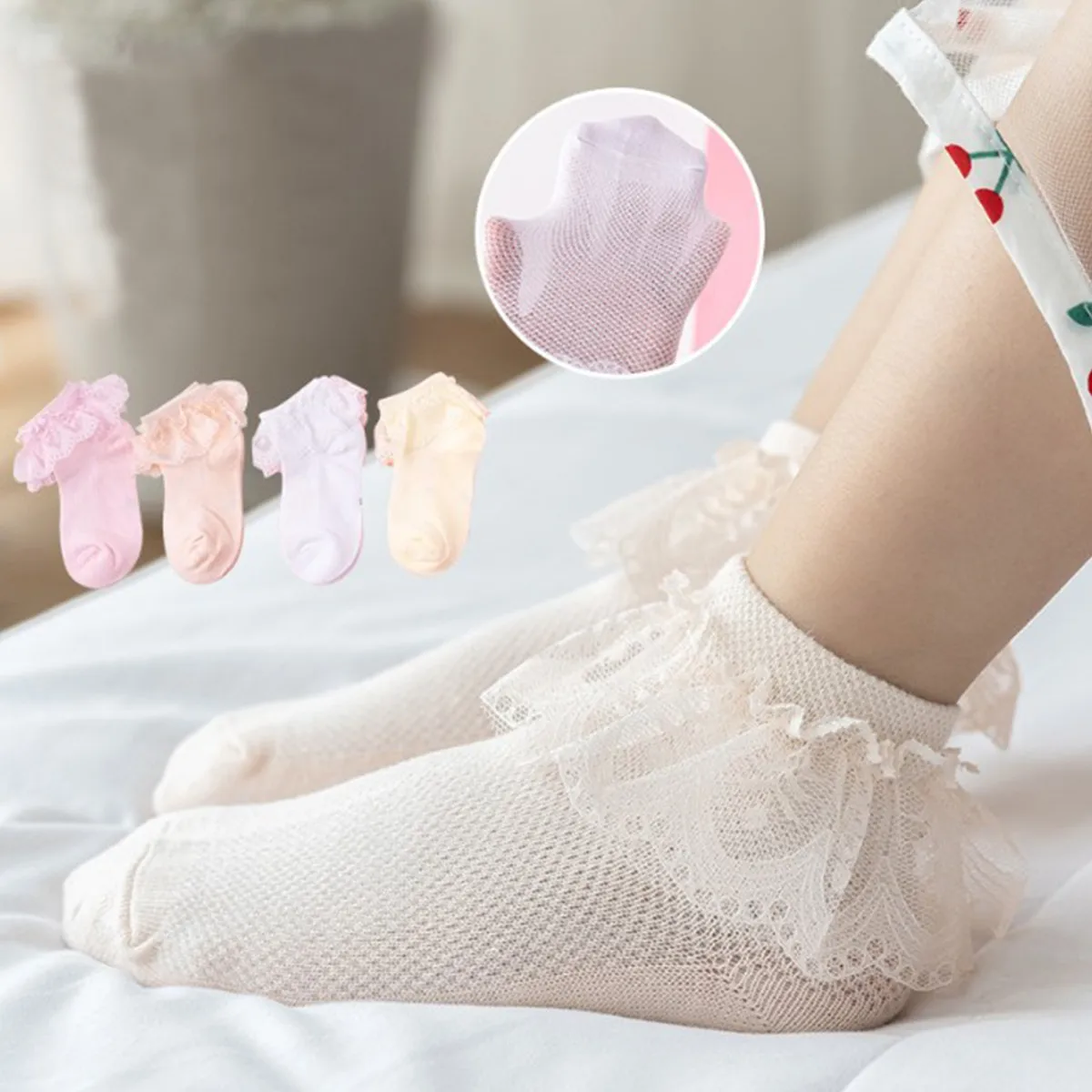 Nyeemya Bébé Enfant Filles Dentelle Cheville Chaussettes