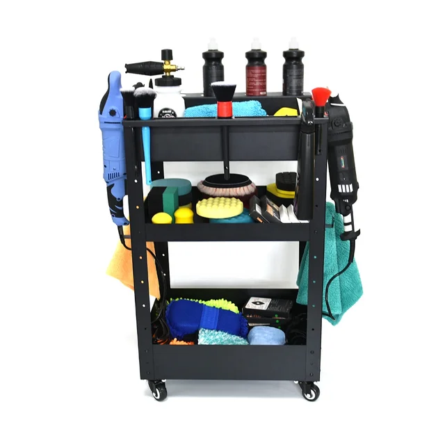 ShineOpen Premium Rolling Detailing Cart Car Detailing Trolley For Car Polishing Cleaning Washing Car Care Products