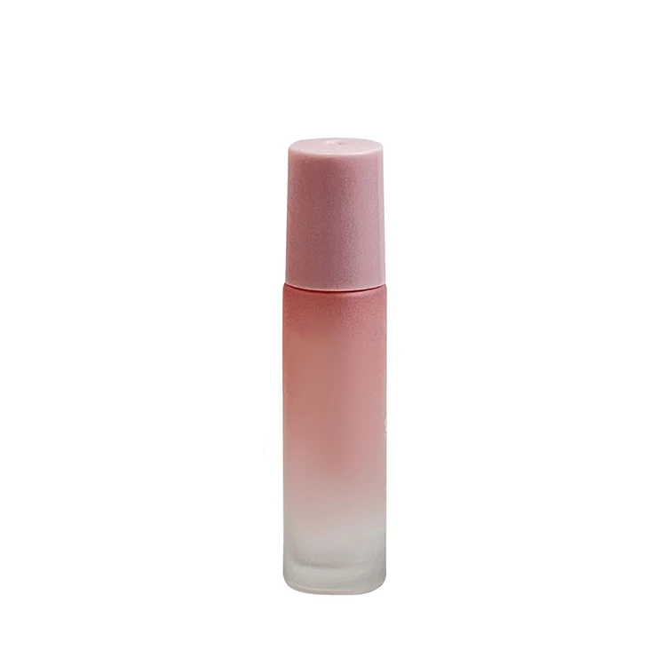 10ml Essential Oil Roller Bottle 5ml Gradient Pink Glass Oil Roll on Bottles with Paper Box Carton for Cosmetic Packaging