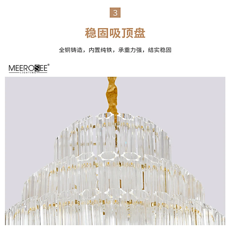 Meerosee 2021 Post Modern Hanging Lamp Stair Glass Chandelier and lamps Light for Villa Staircase MD86789