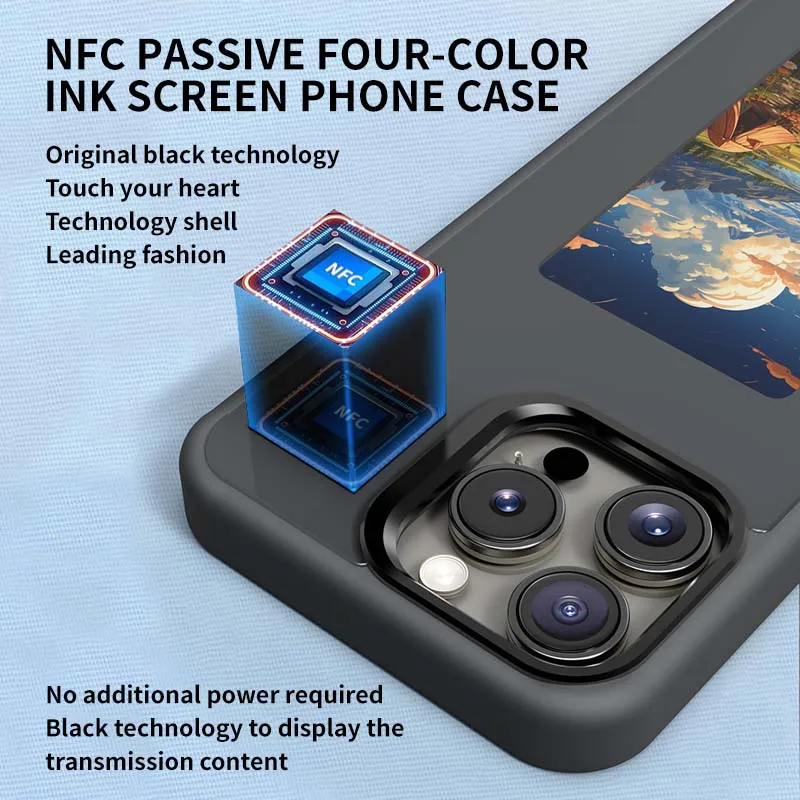 NFC Handyhlle Grohandel LED Smart E-Ink Display Handyhllen ABS-Abdeckung  NFC Handyhlle fr iPhone 14 15 16 16e Pro Max DIY