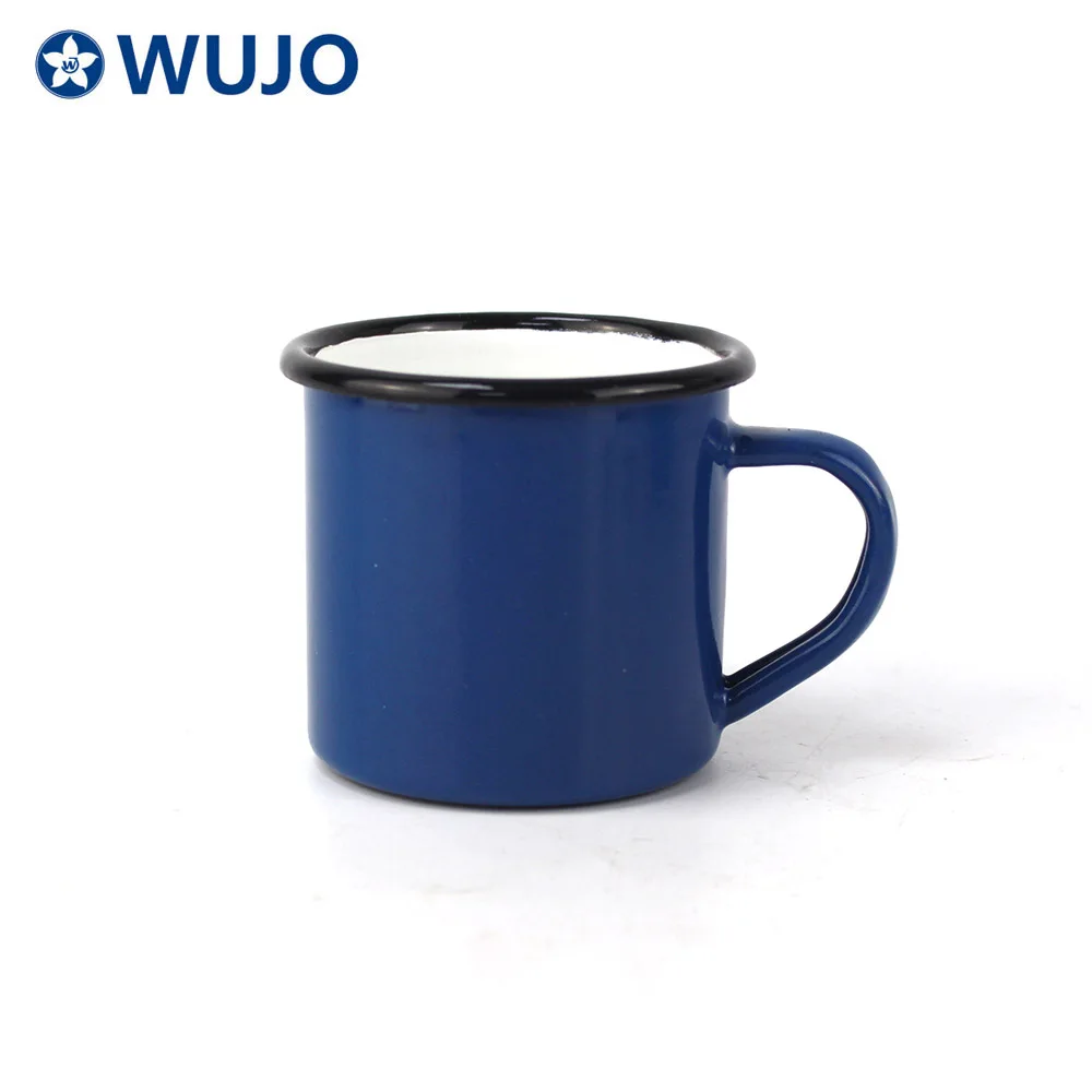 WUJO Small Retro Enamel Camping Coffee Mug Color Glazed 6cm Enamel Mugs
