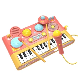 3 in 1 Space Electronic Keyboard and Drum Set Musical Toy Microphone Plastic Kids Piano Keyboard