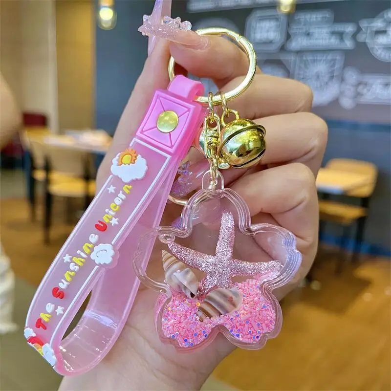 Factory Wholesale Purple Flower Liquid Oil Keychain Special