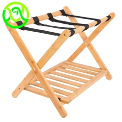 Домашняя устойчивая Прочная Складная вешалка для багажа из натурального бамбука с полкой для обуви