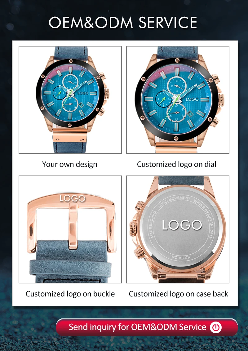 Superior Quartz Water Proof Wrist Watch Leather Strap New Product Japan Movt Geneva Watch Stainless Steel Back