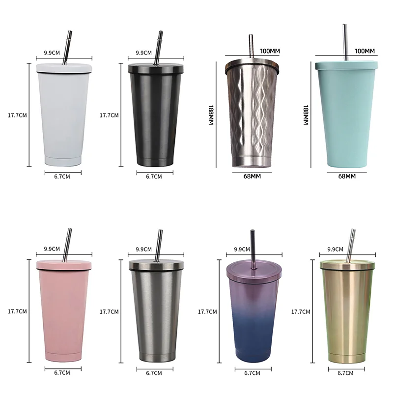 Hot Sale 500ml 750ml 304stainless Steel Straw Cup Large Capacity Vacuum  Solid Color Coffee Mug Tumbler Cup - Buy Coffee Mug Cup,Tumbler Cup With