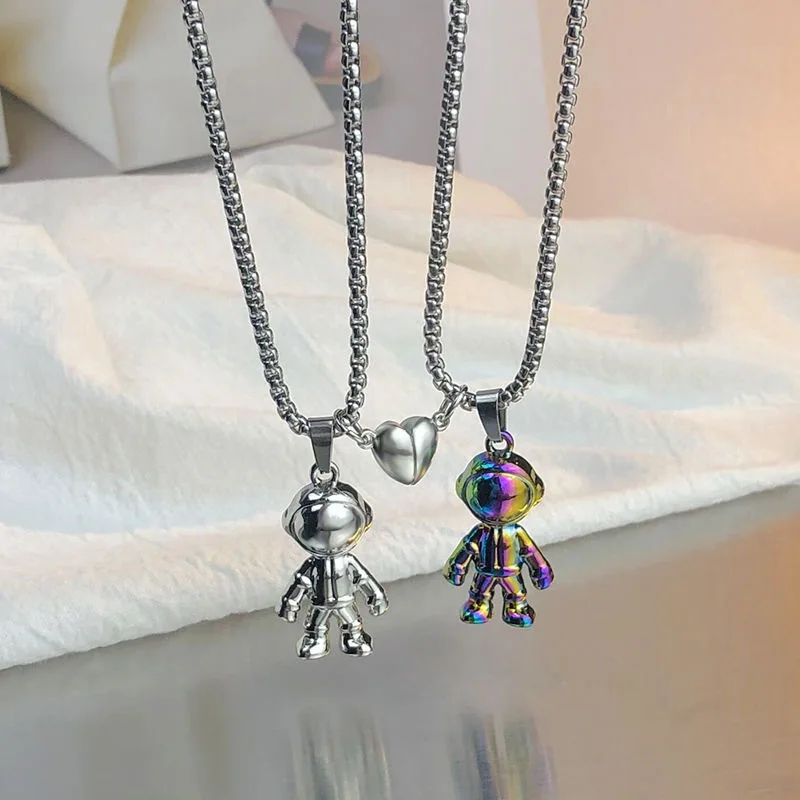 Astronaut Necklace For Men Women Stainless Steel Silver Fashion