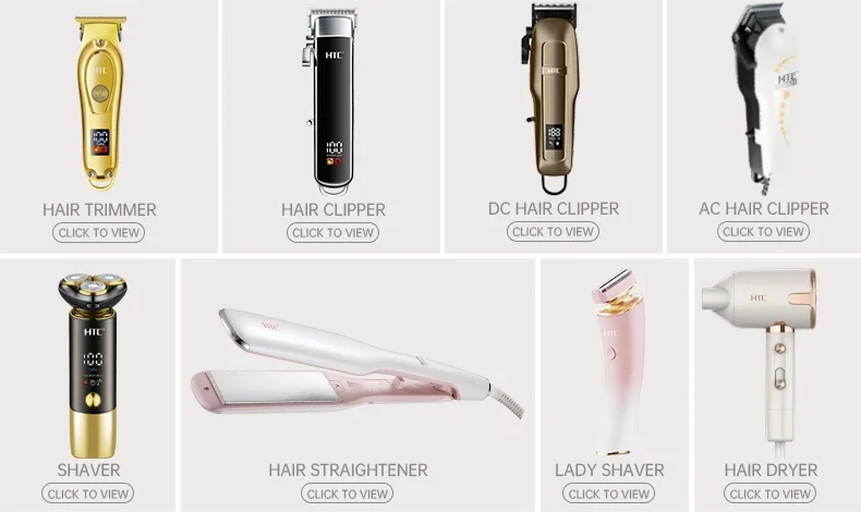 HTC AT-505 set gunting pemangkas rambut pria, set pisau pengganti elektrik  Logo dapat diisi ulang