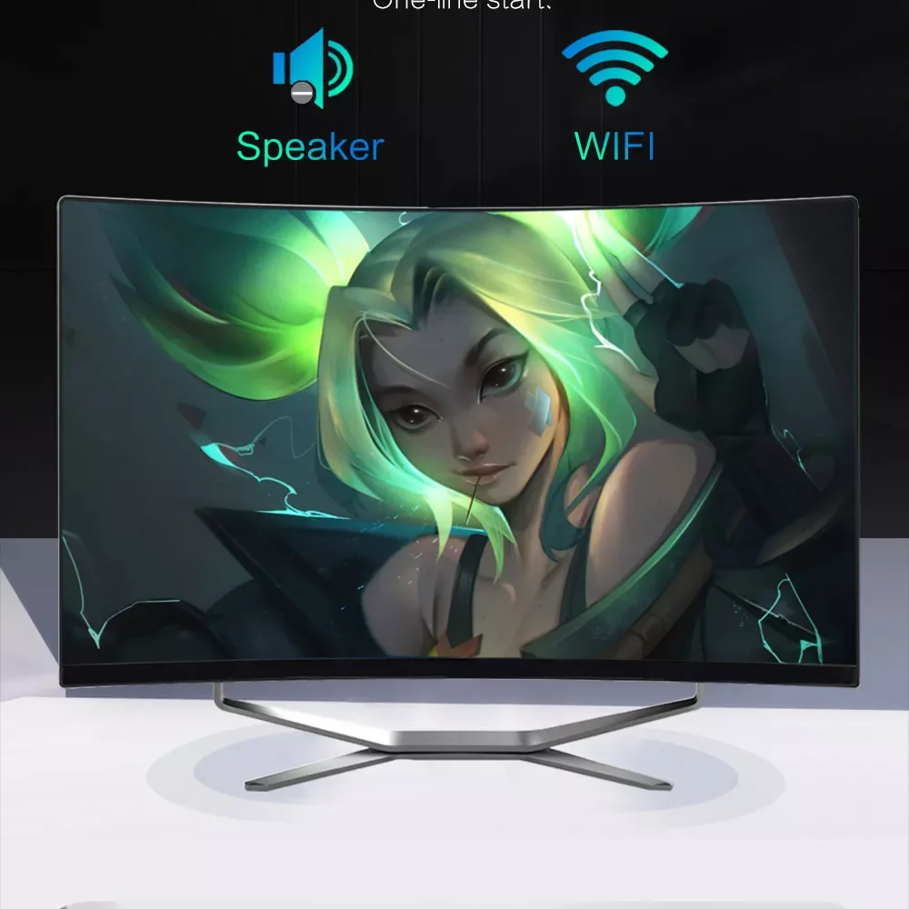 2022 Hot Sell 27 24 Inch Curved 2k 165hz Amd Cpu Aio Pc Gaming