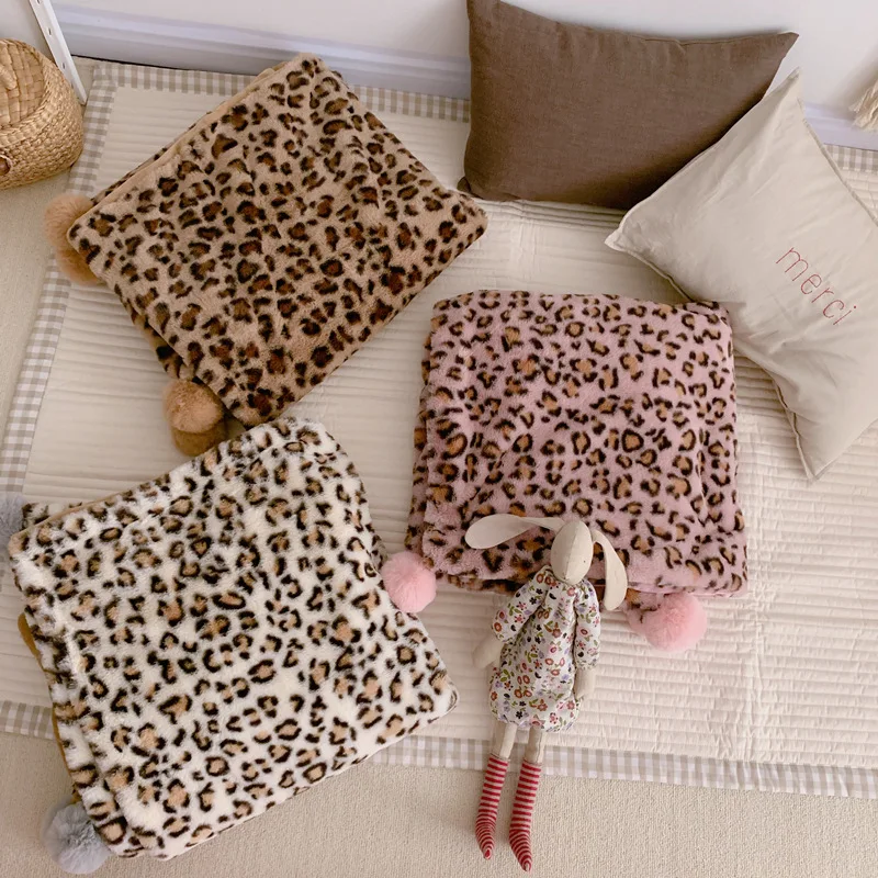 Leopard Print Real Baby Fleece Blanket Super Soft Cute
