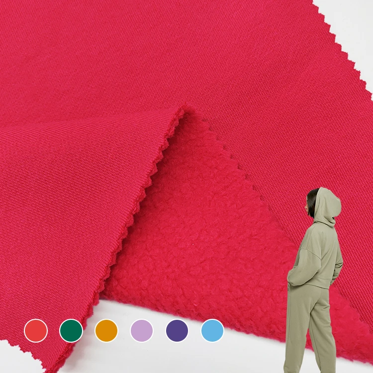 Factory Wholesale Knitted Terry Cloth Fabric , Solid 100% Cotton Fleece Material Terry Fabric for Hoodies/