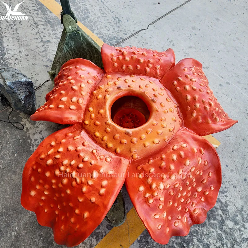 Handgemaakt 1,2 m groot rood kunstplant, realistisch ogende Rafflesia-bloemmodel voor decor in animatronisch themapark