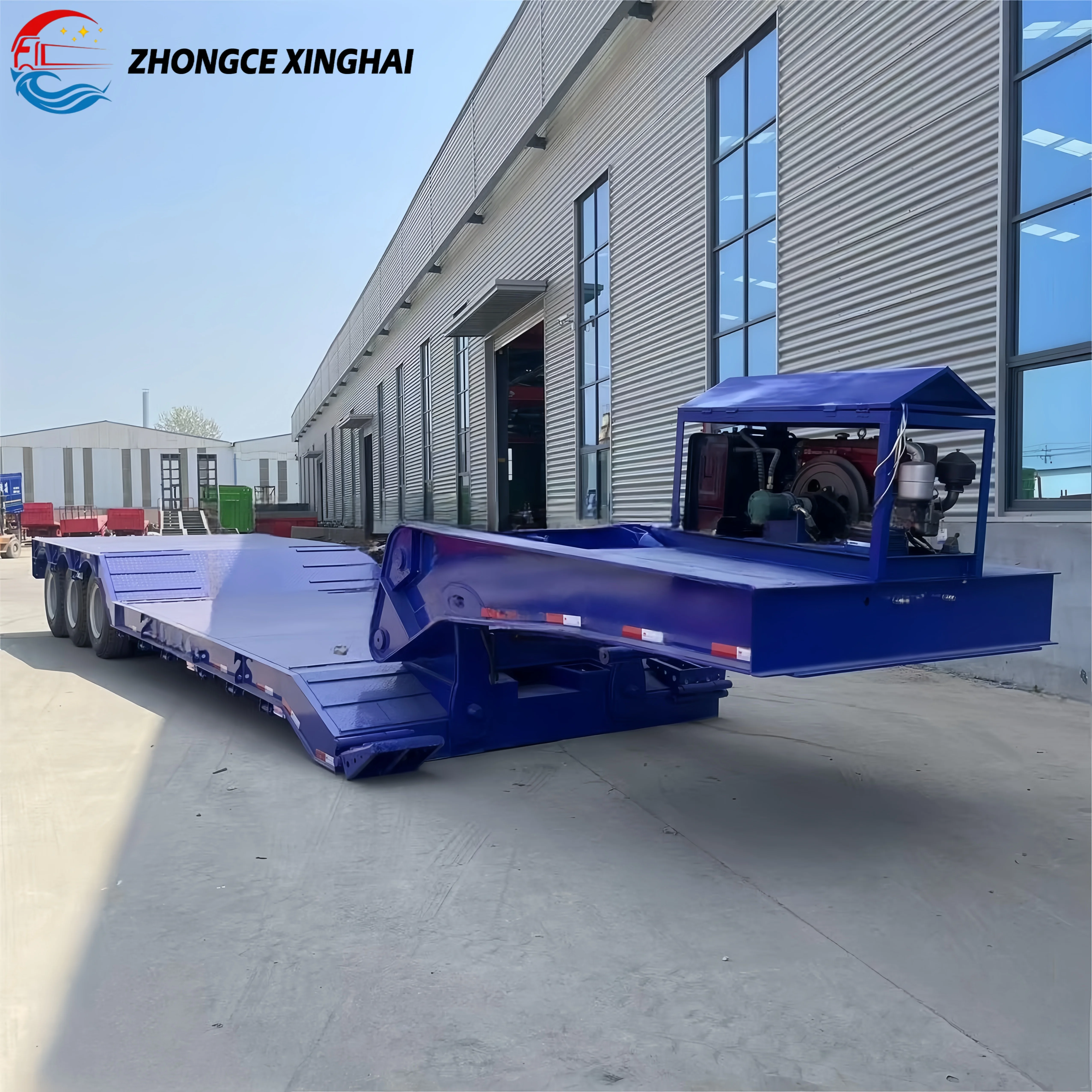 Heavy Load Gooseneck 3/4-Axle 60-100T Gooseneck Lowbed Trailer for Heavy Machinery/Steel Coils/Mining Equipment Transport