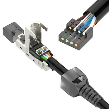 Ethernet RJ45 Connectors EZ Fast Field Installation Male to Female Extension RJ45 Cat6A Connector Toolless