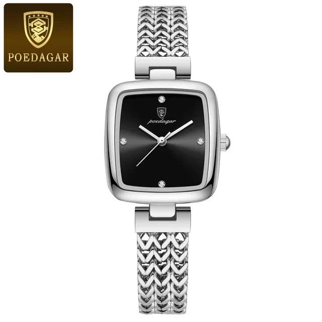 2026 New POEDAGAR 768 Waterproof Stainless Steel Ladies Quartz Watch Luxury Square Watch aperçu 7