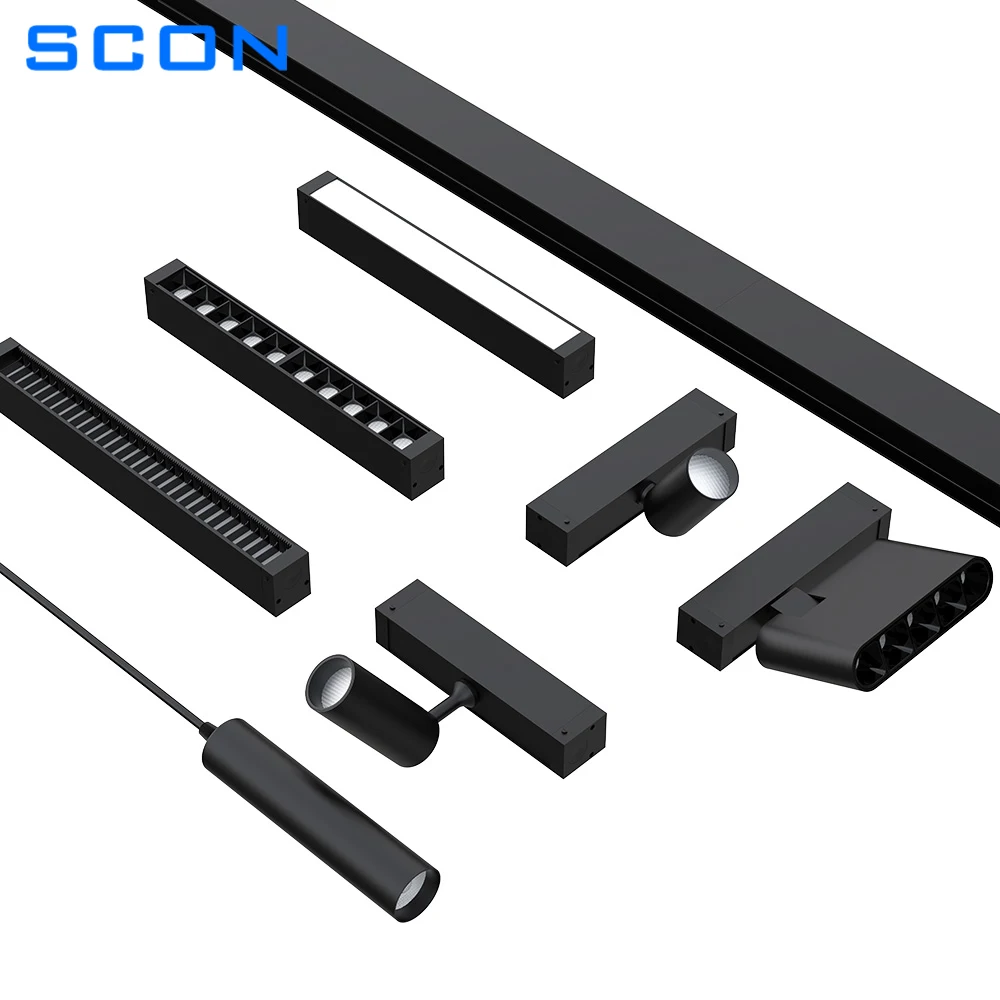 SCON Surface Mounted LED Magnetic Track Light Lamp Aluminum Modern Ceiling Lamps Indoor Rail Lighting System 7W 10W 15W 30W
