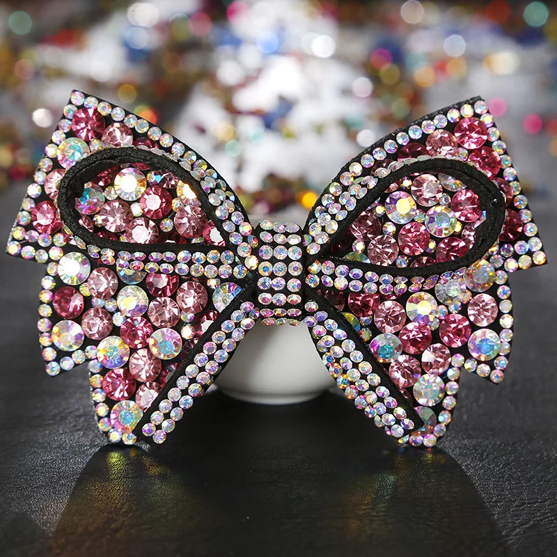 HX-322 с украшением в виде кристаллов; Ботильоны форма заколки для волос с разноцветными стразами заколка для волос заколки стиль, экокожа (полиуретан), с цветочным принтом женские аксессуары для волос для девочек