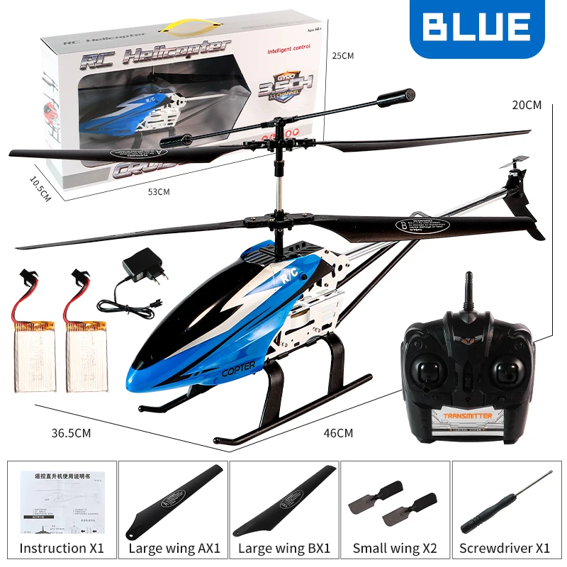 LONGXI Rc Helicopters Big Remote Control Helicopter Large Alloy Plane 3.5 CH Rc Airplanes Giant Scale Model Toys with Sensor