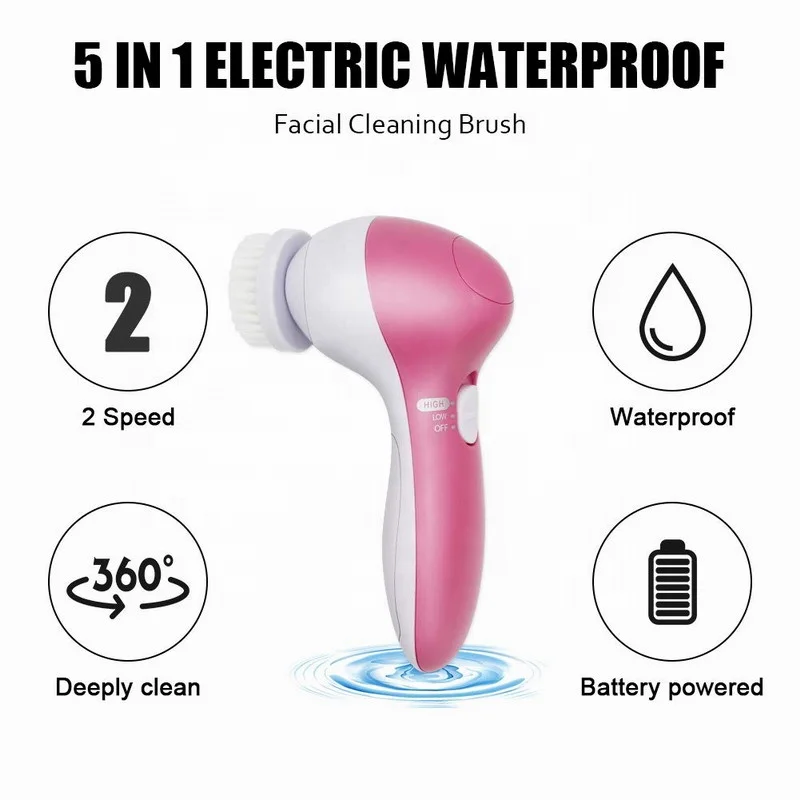5 in 1 Deep Cleansing Gentle Exfoliating Removing Blackhead Beauty Instrument Facial Cleanser Brush