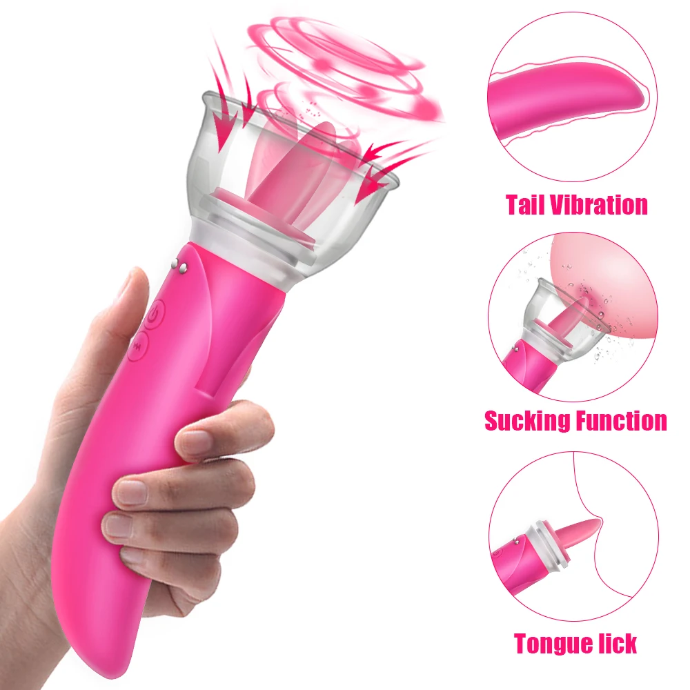 Wholesale Tongue Licking Pump Clitoris G-spot Vibrator Dildo Vibrator Dual Head Sex Toys for Women Vagina Breast Massage From m.alibaba