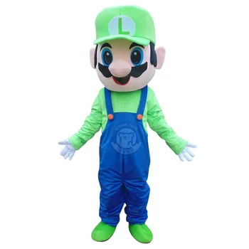 Qiman Custom Adult Size Green Super brothers Plush Cartoon Mascot Costume For Sale