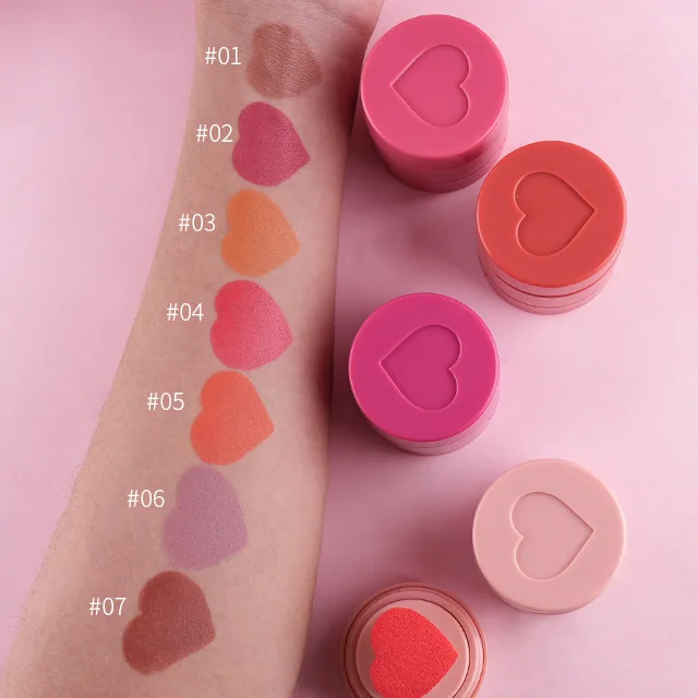 Private Label Liquid Blush With Heart Shape Sponge Pigment