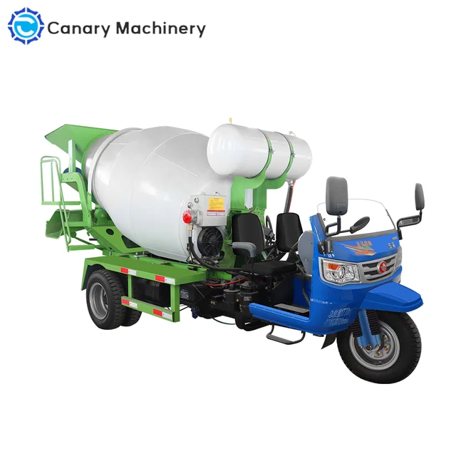 Factory Supply 2.5 CBM Hydraulic Self-Loading Cement Mixer Tricycle Easy Transport Concrete Mixing Truck Core Engine Bearing
