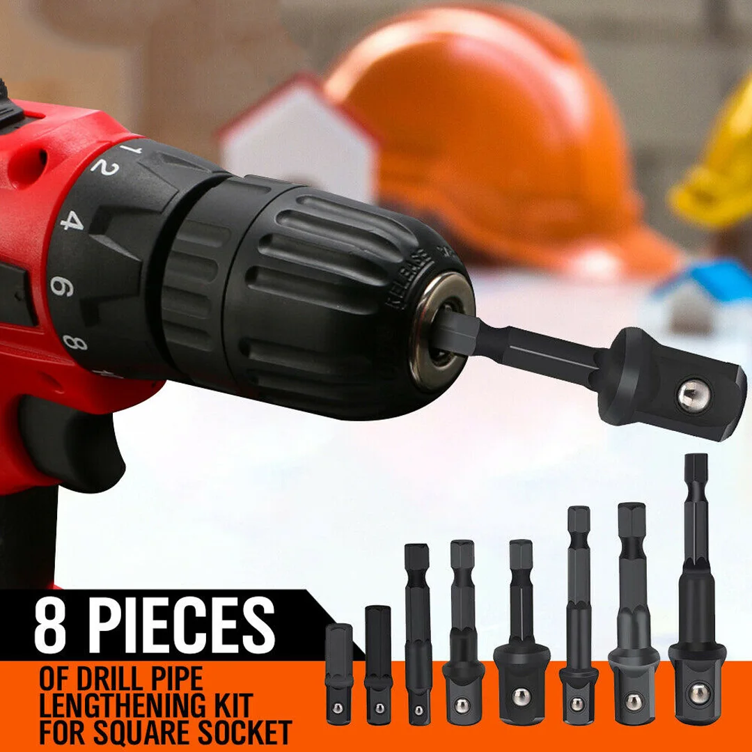 T085 8-piece Power Drill Sockets Adapter Sets Hex Shank Impact Driver 1 ...