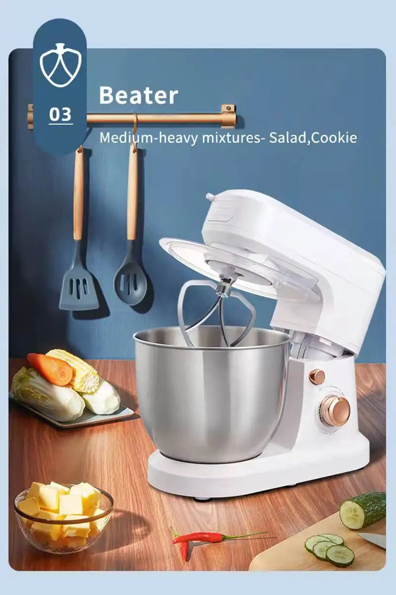 5 In 1 Professional Cake Mixer Machine With Rotating Bowl Food