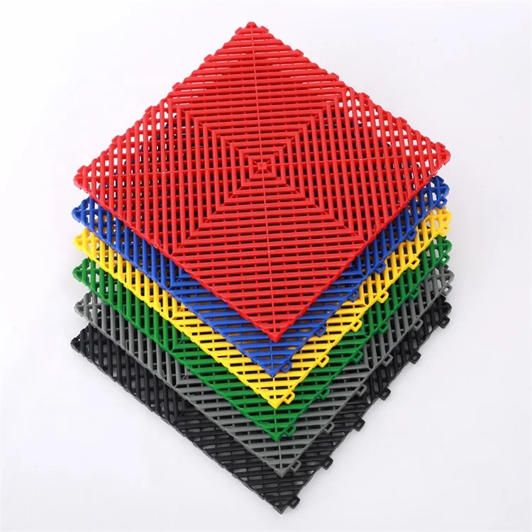 Suelo Modular de plástico para interiores, accesorio antideslizante para lavado de coches, entrelazado suspendido